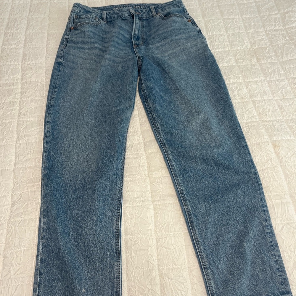 American Eagle Outfitters Blue Straight-Leg Jeans Classic Style